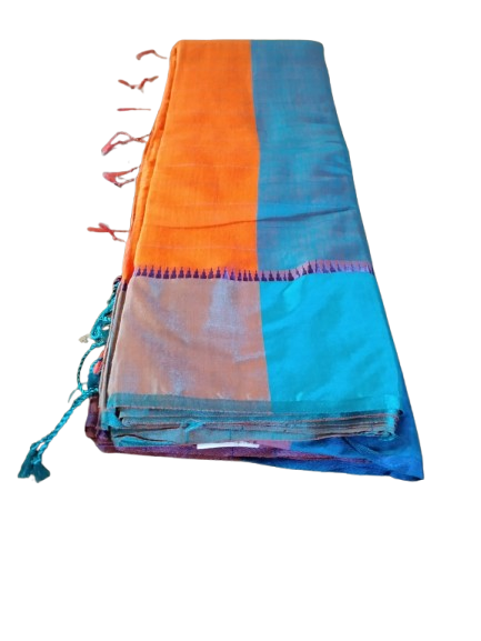 Handloom Tunte orange Saree - Image 5