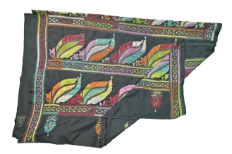 Black Kantha Multi work Saree - Image 5