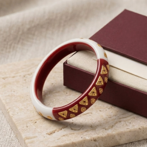 Sankha Pola Mix Bracelet single piece size 28 Gold Plated