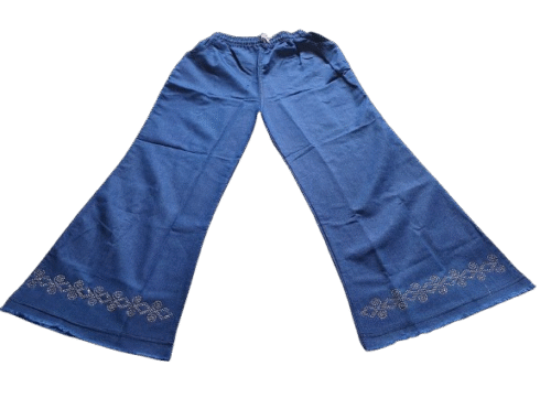 Jeans Plazo for Women Deep Blue with Sequence Border