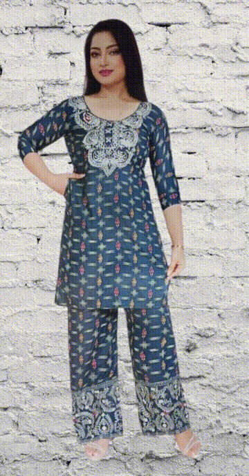 Co ord set Kurti with Embroidary and Plazo