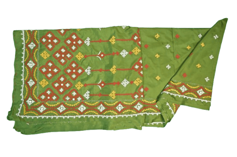 Mirror Gurjari Kaj Green Saree - Image 2