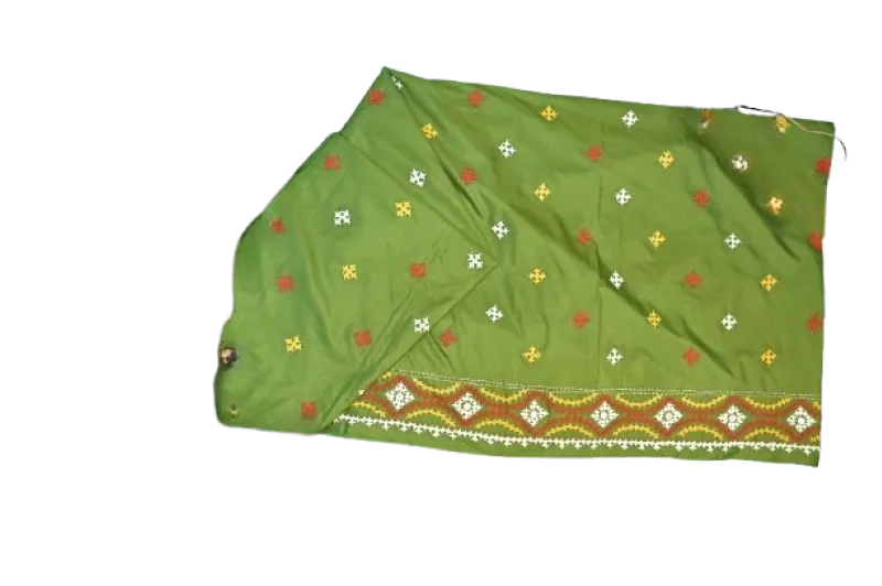Mirror Gurjari Kaj Green Saree - Image 4