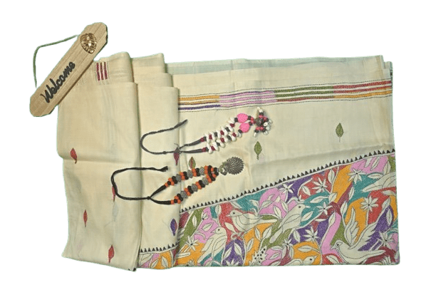 Tussar Multi colour Bird Motives Saree - Image 2