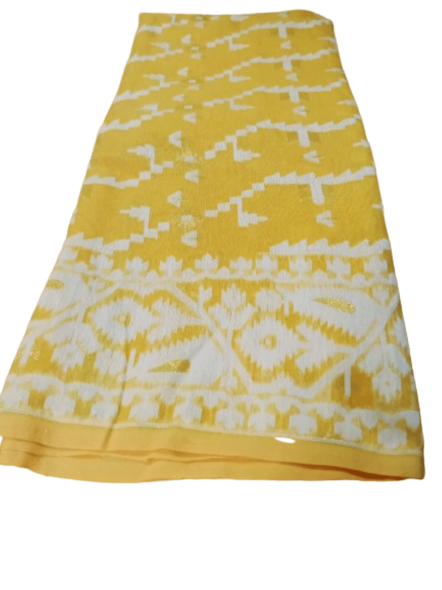 Yellow Jamdani saree - Image 4