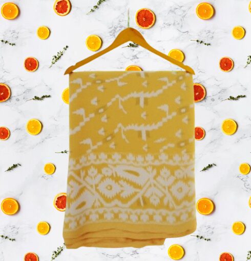 Yellow Jamdani saree - Image 5