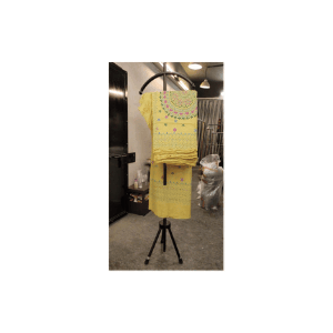 Kantha stitch Yellow colour saree