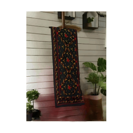 Kashmiri Stitch with multi colour thread black saree