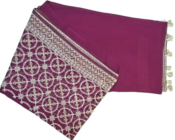 Chikankari Mov colour white thread saree - Image 2