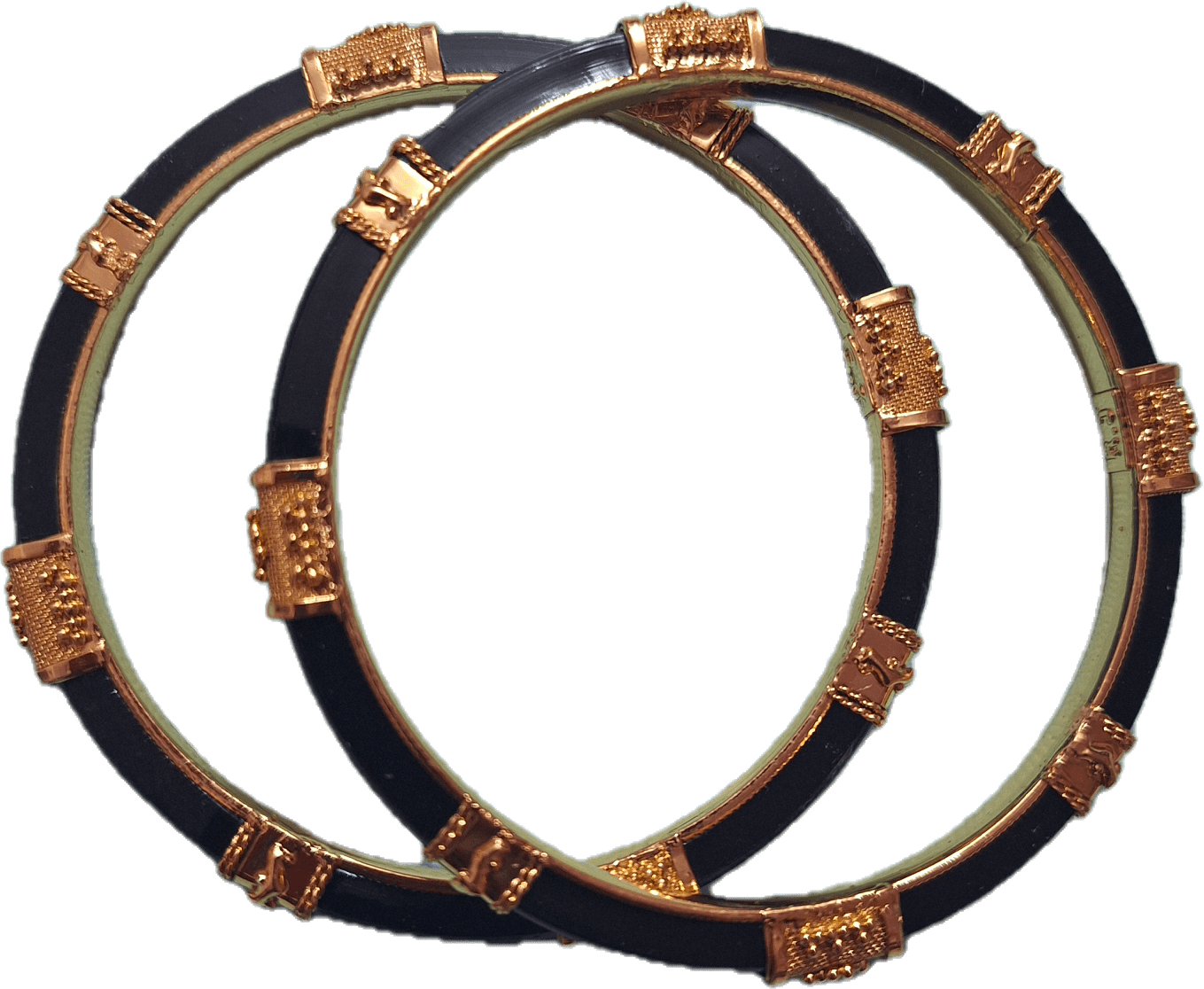 Black Pola Bangles in pair size 28 Gold Plated