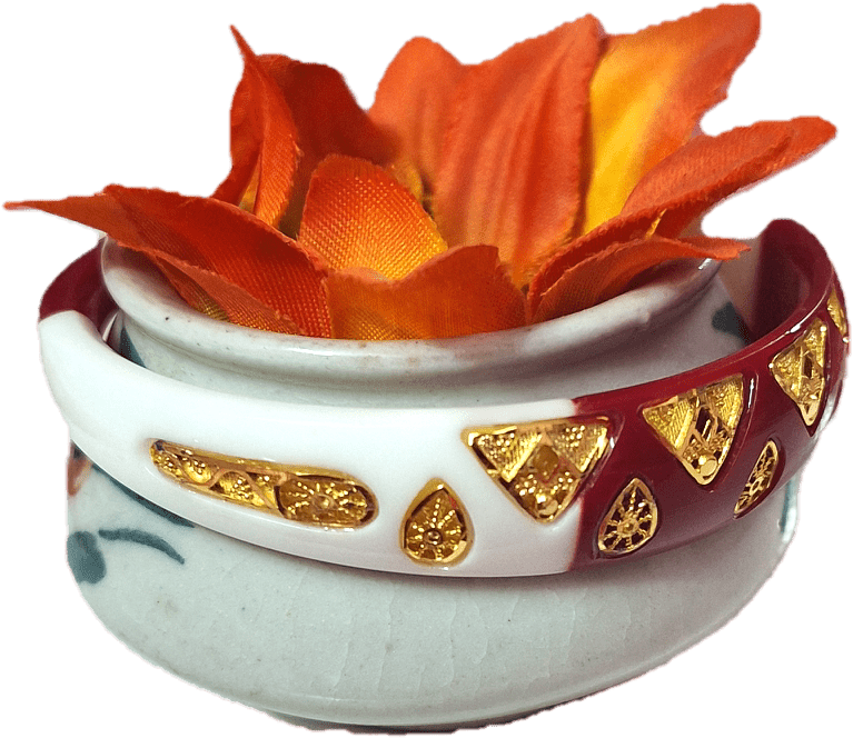 Sankha Pola Mix Bracelet single piece size 24 Gold Plated