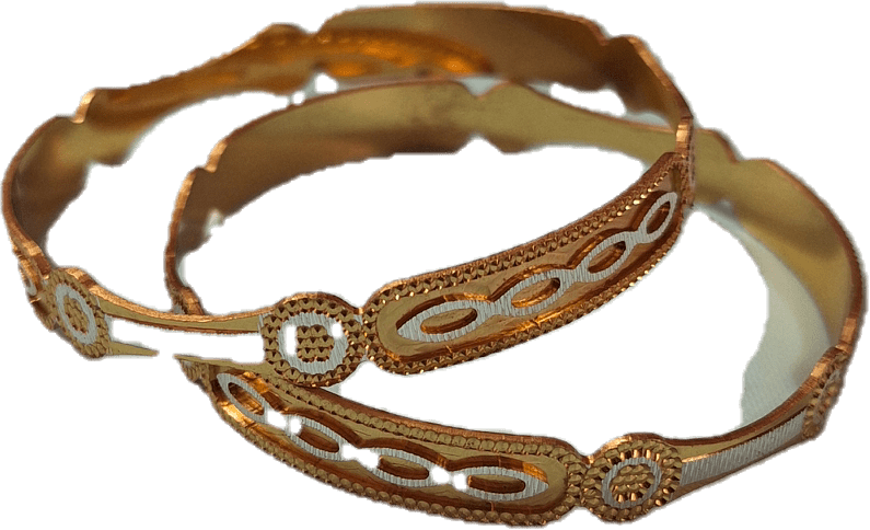 Gold Silver Bangles Churi in pair size 26 Gold Plated