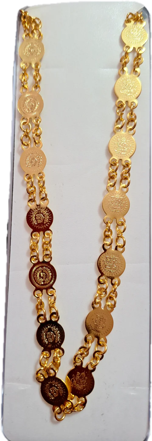 Long Chain with Coin and Goddess Lakshme single piece size 36 Gold Plated