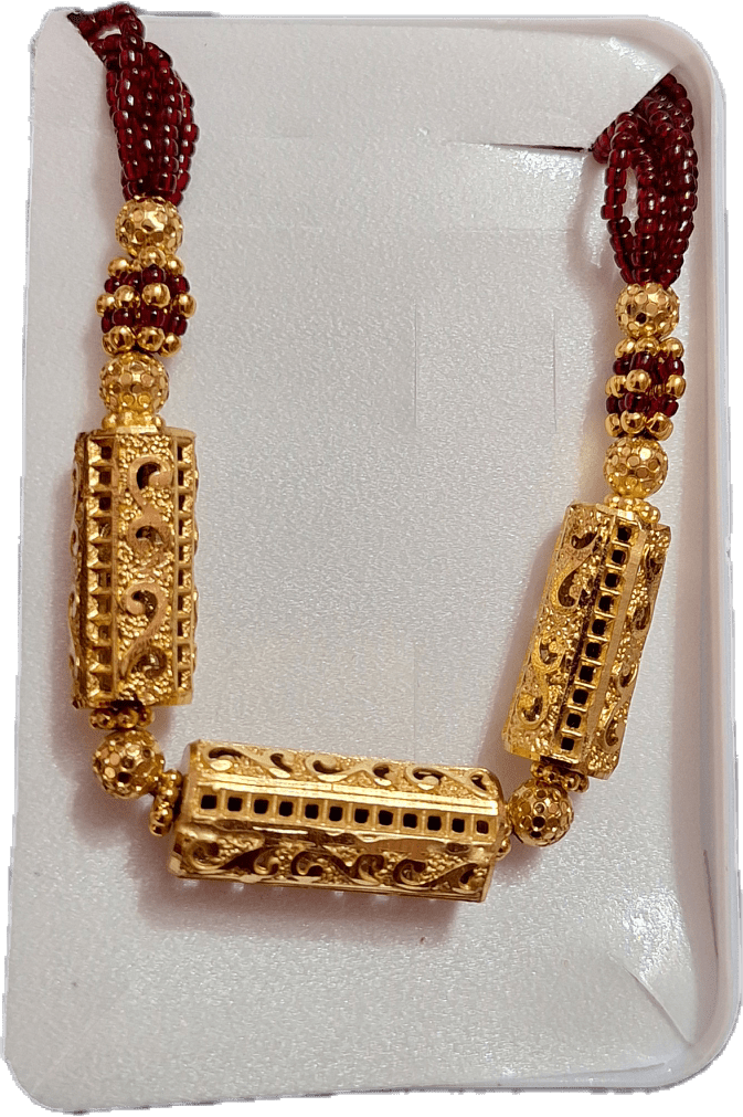 Mangal Sutra with Dholok Tarcel design and Maroon beads
