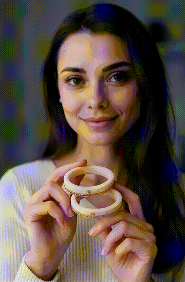 Sankha with chain design in pair size 26 Gold Plated