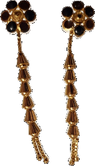 Long droplet earrings with Black Minakari flower design in pair Gold Plated - Image 5