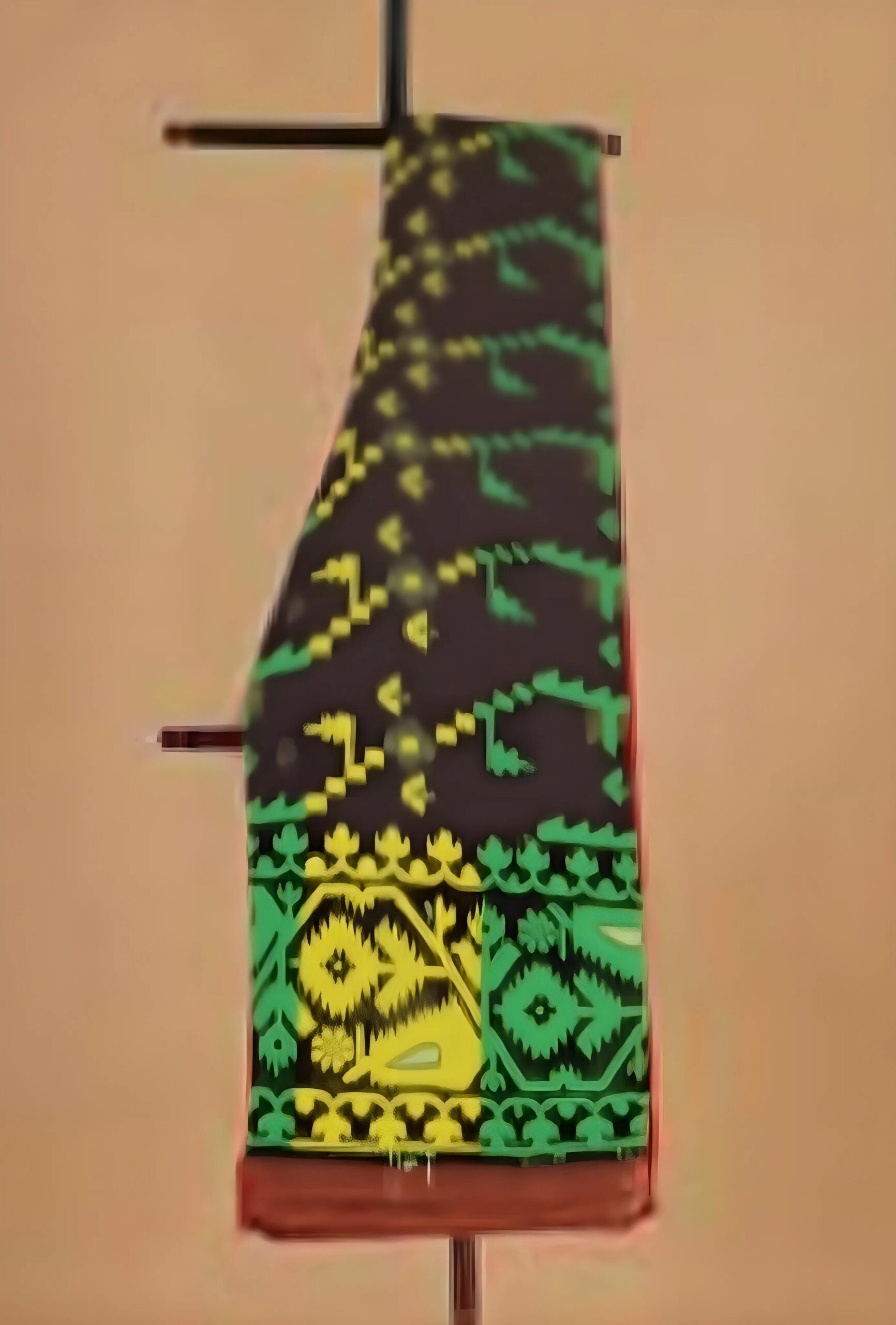 Brown with Yellow and Green Jamdani saree - Image 5