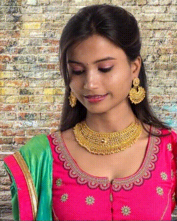 Zari embroidery round neck silk blouse Red color