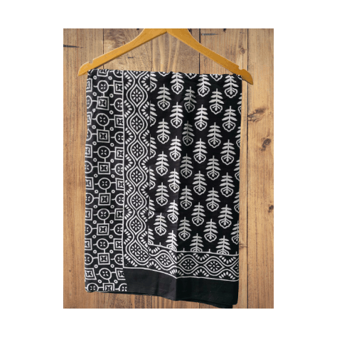 Kalamkari Black colour Ajrak print Saree