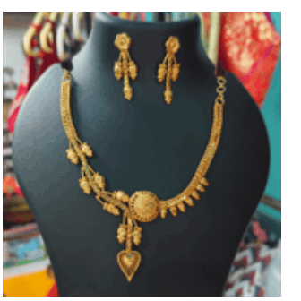 Gold design Necklace with earring set with different design both side