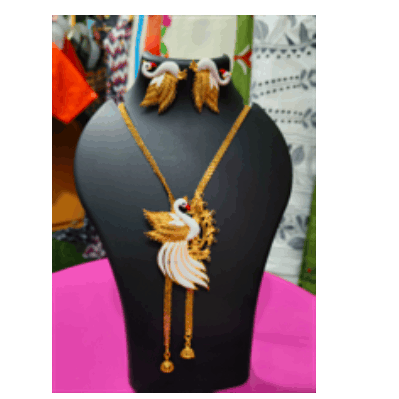 Tie Chain with Duck pendant earring set Gold Plated - Image 5