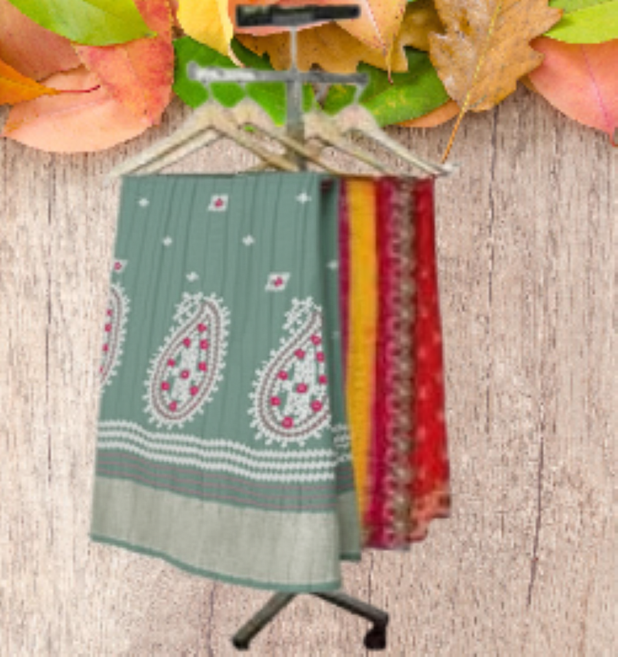 Kantha and Gujrati Stitch Saree - Image 2