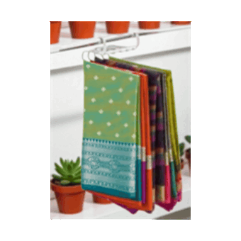 Semi Silk Saree with RUPALI SILVER BUTA Tunte with green dual tone