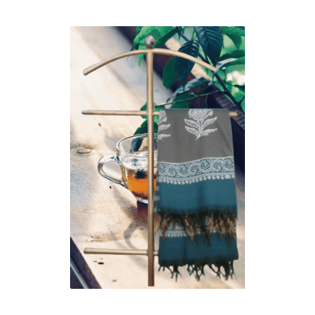 Chanderi Print Saree with Aqua Blue colour with Bagru print