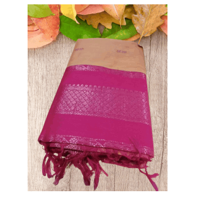 COTTON Saree( Orange white with POM POM