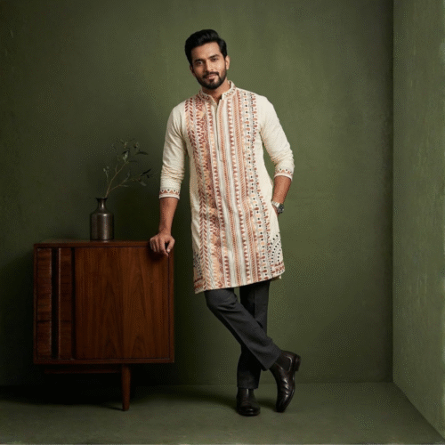 Kantha Punjabi (White_brown) - 40