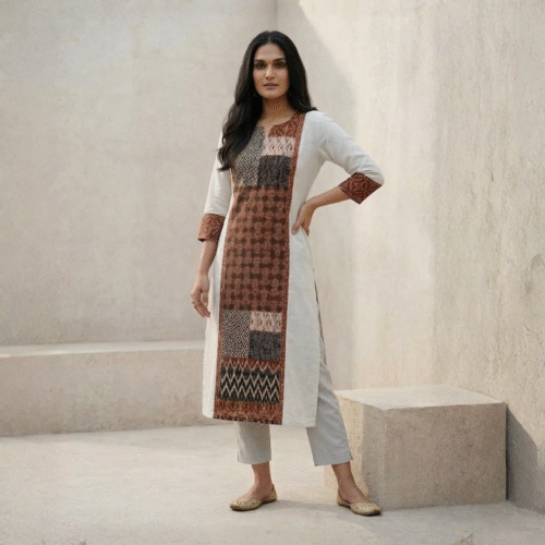 Slub Ajrak Kurti