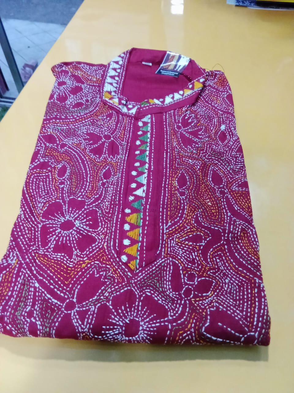 Kantha Punjabi (Maroon Reverse Kantha) - 40