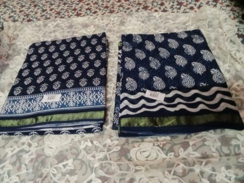 Chanderi cotton saree (Blue with Jari par)