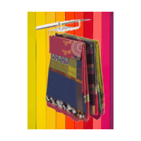 Soft Cotton Block Print Saree with Rani and Blue Pallu