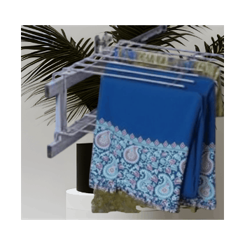 AJRAKH CREPE SAON Saree Blue with Ajrak Par