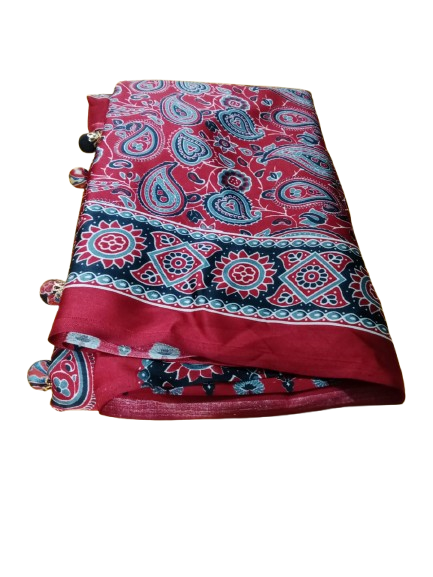 MOHAR Maroon Saree - Image 4