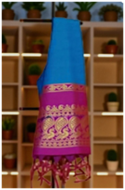 KALYANI Saree Blue with Rani Par - Image 3