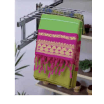 ZARI COTTON AJRAKH Saree Green with Red Zari Par