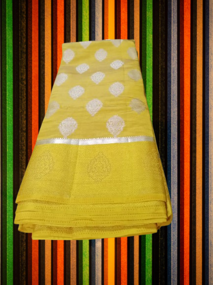 TRISHLA BUTA Saree with self Zaripar with Yellow colour - Image 3