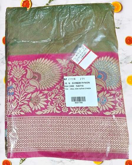 Green  With Rani Par Saree