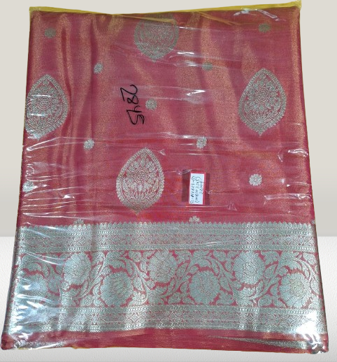 Sanskriti Pink resham Silver buti Saree