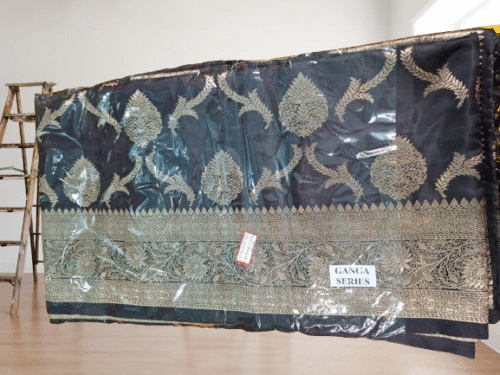 Black  Benarasi Jaal Katan Saree