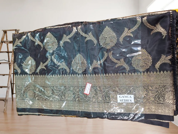 Black Benarasi Jaal Katan Saree