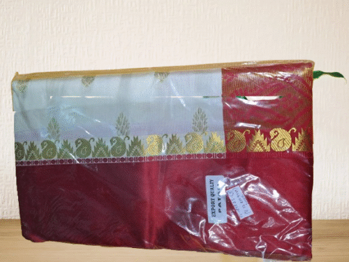 White  Red Paar Gorod Saree