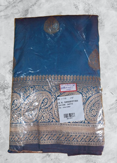 Mayurkanthi Blue Aam Kalka Par Saree